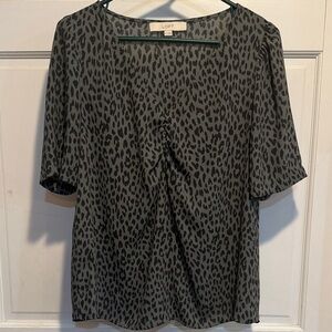 LOFT Gray Animal Print Blouse